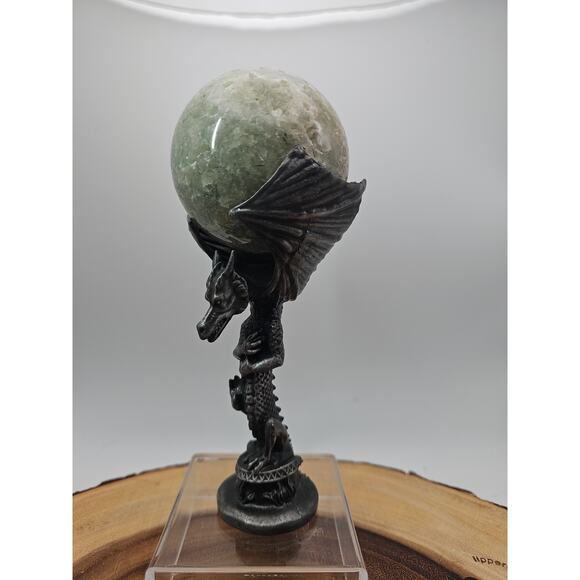 1lb 70mm Green Quartz W/Dragon Stand - Picture 1 of 15